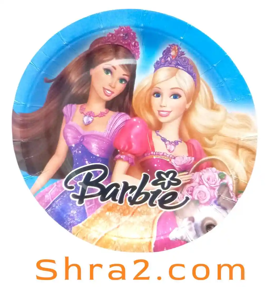 اطباق كرتون شكل باربي 10 قطع